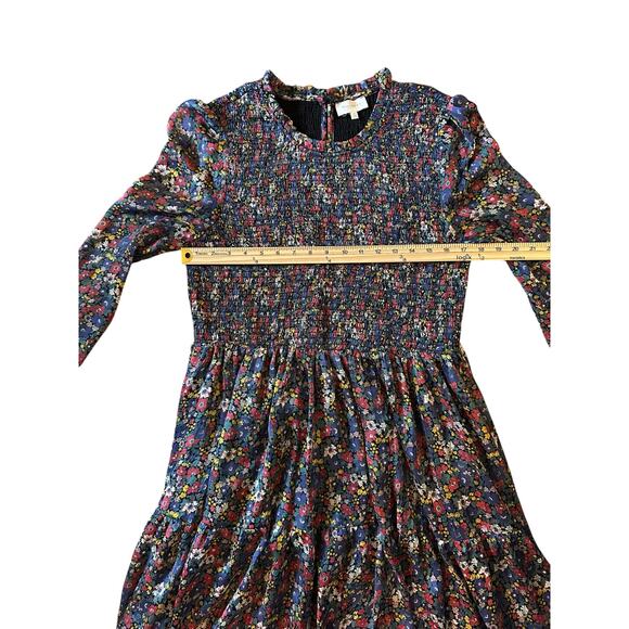 EUC Melloday Long Sleeve Floral Smocked Prairie Midi Dress Size XL GardenParty - Picture 7 of 9